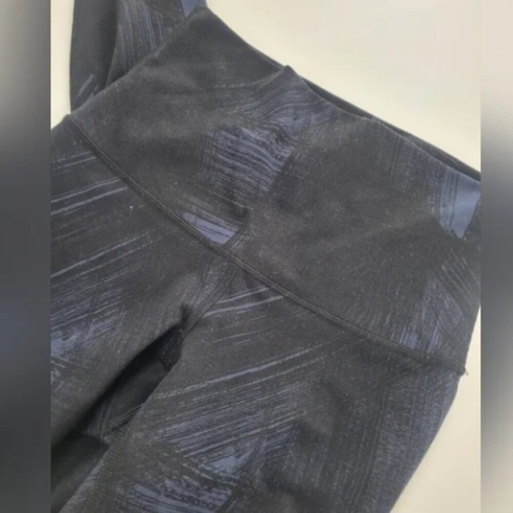 Lululemon Align High Rise Pants Black Blue Abstract Leaf Print Leggings Size 4 - Picture 3 of 5